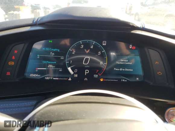 2022 Chevrolet Corvette 3LT with VIN 1G1YC3D48N5122827, listed as a Copart auction lot 75023074 with 22,424 mi miles and Salvage Title. Bid and sale history available at carsss.com. Image 9.