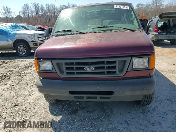 2005 Ford Econoline Cargo with VIN 1FTNE24L25HA87223, listed as a Copart auction lot 47301805 with 156,944 mi miles and Salvage Title. Bid and sale history available at carsss.com. Image 12.