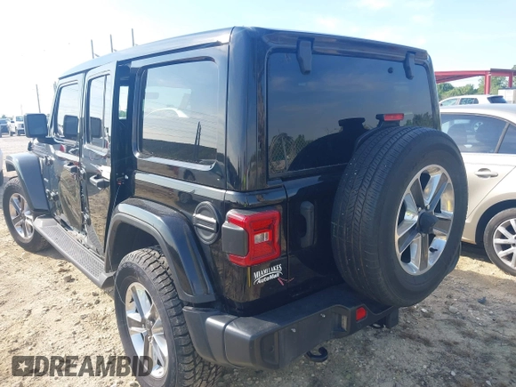 2021 Jeep Wrangler Unlimited Sahara with VIN 1C4HJXEG3MW536507, listed as a IAAI auction lot 41601893 with 51,214 mi miles and . Bid and sale history available at DreamBid. Image 3.