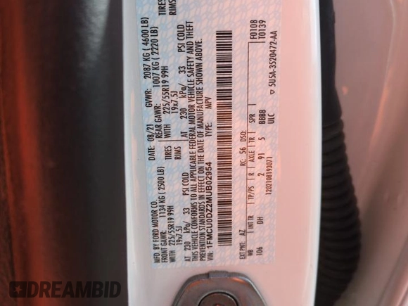 2021 Ford Escape Titanium Hybrid z VIN 1FMCU0DZ2MUB02954, wystawiony jako Copart lot #50558285 z przebiegiem 25 612 mil mil oraz Szkoda całkowita • Salvage title. Historia ofert i sprzedaży dostępna na DreamBid. Obrazek 13.