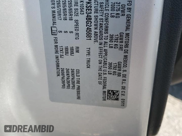 2011 Chevrolet Silverado 1500 LT with VIN 3GCPKSE34BG245681, listed as a Copart auction lot 62513134 with 247,377 mi miles and Salvage Title. Bid and sale history available at DreamBid. Image 14.