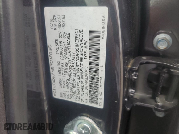 2016 Acura RDX Advance z VIN 5J8TB4H76GL010610, wystawiony jako Copart lot #56953325 z przebiegiem 44 220 mil mil oraz Szkoda całkowita • Salvage title. Historia ofert i sprzedaży dostępna na DreamBid. Obrazek 13.