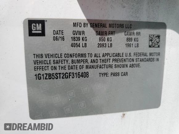 2016 Chevrolet Malibu LS z VIN 1G1ZB5ST2GF316408, wystawiony jako Copart lot #51478545 z przebiegiem 161 509 mil mil oraz Szkoda całkowita • Salvage title. Historia ofert i sprzedaży dostępna na DreamBid. Obrazek 12.