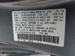 2006 Honda CR-V EX with VIN JHLRD68896C012876, listed as a IAAI auction lot 41471086 with 186,791 mi miles. Bid and sale history available at carsss.com. Image 9.