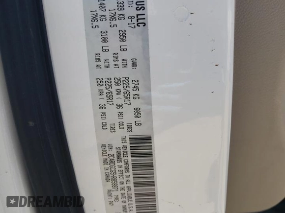 2017 Dodge Grand Caravan SXT with VIN 2C4RDGCG5HR858871, listed as a Copart auction lot 54545545 with Not Provided miles and Salvage Title. Bid and sale history available at DreamBid. Image 13.