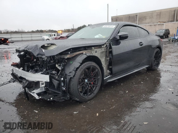 2025 BMW M4 Competition with VIN WBS23HK00SCT37239, listed as a Copart auction lot 82076914 with 2,868 mi miles and Salvage Title. Bid and sale history available at carsss.com. Image 1.