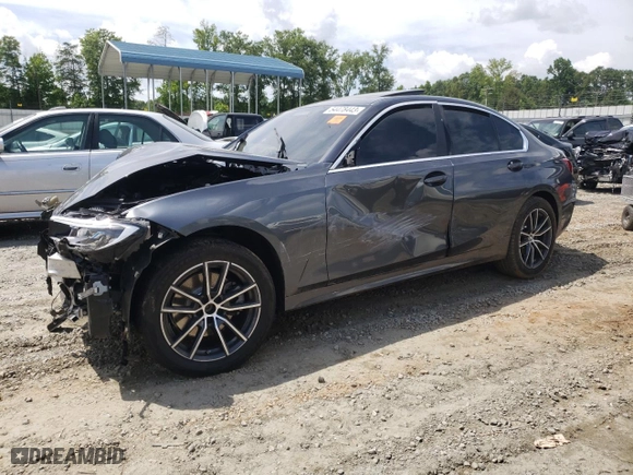 2020 BMW 3 Series 330i xDrive with VIN WBA5R7C08LFJ10597, listed as a Copart auction lot 54478443 with 0 mi miles and Salvage Title. Bid and sale history available at carsss.com. Image 1.