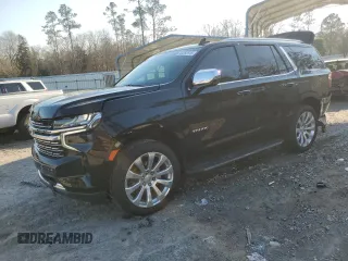 2021 Chevrolet Tahoe Premier with VIN 1GNSKSKD9MR321669, listed as a Copart auction lot 43282815 with 59,648 mi miles and Salvage title. Bid and sale history available at DreamBid. Image 1.
