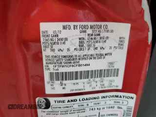 2012 Ford F-150 XL z VIN 1FTFW1CF6CFB01494, wystawiony jako Copart lot #50752105 z przebiegiem 188 770 mil mil oraz Szkoda całkowita • Salvage title. Historia ofert i sprzedaży dostępna na DreamBid. Obrazek 12.