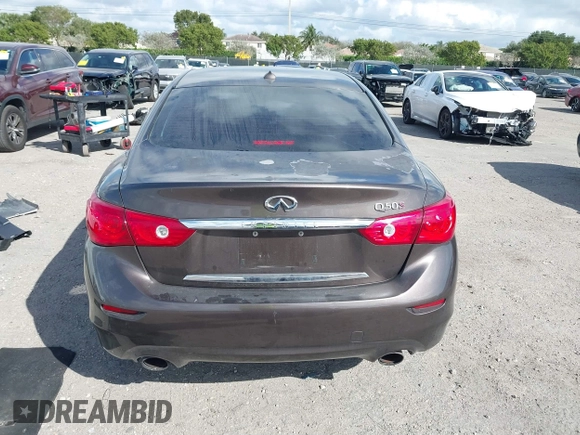 2014 Infiniti Q50 with VIN JN1BV7AP8EM679470, listed as a IAAI auction lot 41575121 with 84,880 mi miles. Bid and sale history available at carsss.com. Image 16.