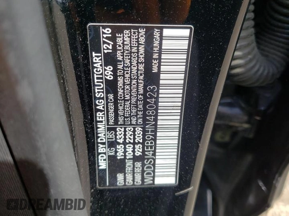 2017 Mercedes-Benz CLA 250 with VIN WDDSJ4EB9HN480423, listed as a Copart auction lot 46356084 with 101,624 mi miles and . Bid and sale history available at DreamBid. Image 13.