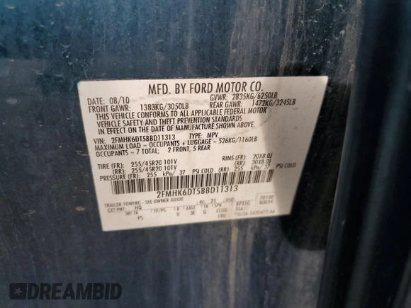 2011 Ford Flex Limited w/Ecoboost with VIN 2FMHK6DT5BBD11313, listed as a Copart auction lot 50762055 with 170,716 mi miles and Clean Title. Bid and sale history available at carsss.com. Image 13.