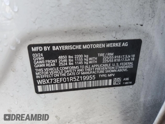 2024 BMW X1 xDrive28i z VIN WBX73EF01R5Z19955, wystawiony jako Copart lot #61263085 z przebiegiem 21 897 mil mil oraz Czysty tytuł • Clean title. Historia ofert i sprzedaży dostępna na DreamBid. Obrazek 12.