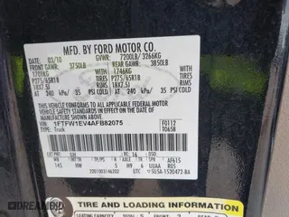 2010 Ford F-150 XL with VIN 1FTFW1EV4AFB82075, listed as a IAAI auction lot 42056531 with 245,999 mi miles. Bid and sale history available at carsss.com. Image 9.