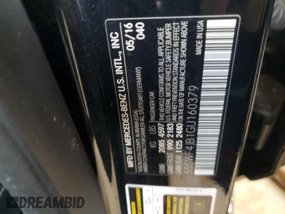 2016 Mercedes-Benz C 300 z VIN 55SWF4JB1GU160379, wystawiony jako Copart lot #46223955 z przebiegiem Nie podano mil oraz Szkoda całkowita • Salvage title. Historia ofert i sprzedaży dostępna na DreamBid. Obrazek 14.