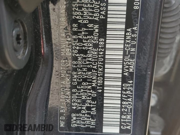 2015 Toyota Camry LE with VIN 4T1BD1FK7FU142189, listed as a Copart auction lot 66600314 with 194,969 mi miles and Salvage Title. Bid and sale history available at DreamBid. Image 12.