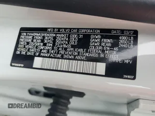 2017 Volvo V60 z VIN YV440MWKXH1040994, wystawiony jako Copart lot #81419934 z przebiegiem Nie podano mil oraz Szkoda całkowita • Salvage title. Historia ofert i sprzedaży dostępna na DreamBid. Obrazek 12.