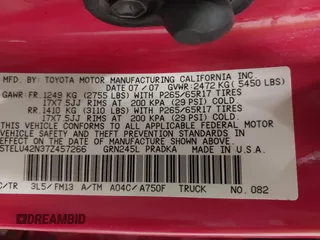 2007 Toyota Tacoma with VIN 5TELU42N37Z457266, listed as a IAAI auction lot 42043772 with 184,594 mi miles and . Bid and sale history available at DreamBid. Image 9.