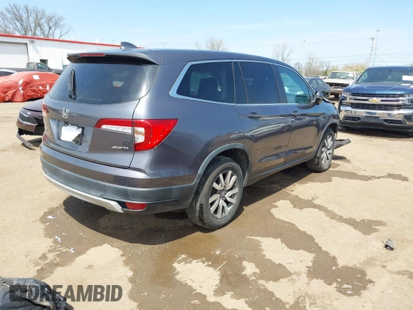 2019 Honda Pilot EX-L with VIN 5FNYF6H55KB082929, listed as a IAAI auction lot 42057611 with 93,532 mi miles and . Bid and sale history available at DreamBid. Image 4.