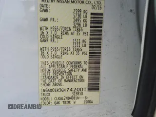 2016 Nissan Frontier SV z VIN 1N6AD0ER3GN742001, wystawiony jako Copart lot #60980695 z przebiegiem 117 716 mil mil oraz Szkoda całkowita • Salvage title. Historia ofert i sprzedaży dostępna na DreamBid. Obrazek 12.