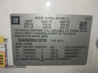 2014 GMC Acadia SLE with VIN 1GKKRNED6EJ192750, listed as a IAAI auction lot 41782288 with 204,933 mi miles and . Bid and sale history available at carsss.com. Image 9.