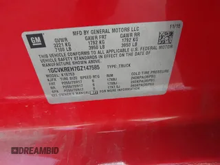 2016 Chevrolet Silverado 1500 LT with VIN 1GCVKREH7GZ147585, listed as a IAAI auction lot 42106662 with Not Provided miles and . Bid and sale history available at DreamBid. Image 9.