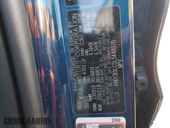2020 Kia Niro LXS with VIN KNDCB3LC5L5448370, listed as a Copart auction lot 47688975 with 78,176 mi miles and Salvage Title. Bid and sale history available at carsss.com. Image 15.