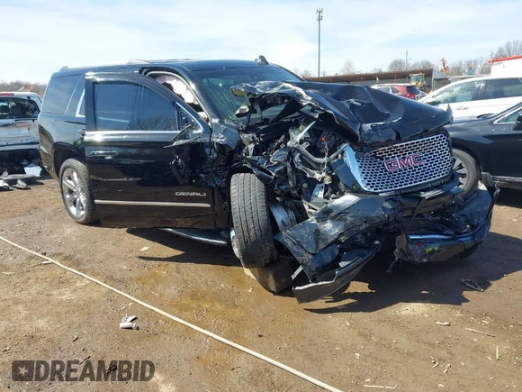 2017 GMC Yukon Denali with VIN 1GKS2CKJ0HR185365, listed as a IAAI auction lot 41856187 with 107,641 mi miles. Bid and sale history available at carsss.com. Image 1.