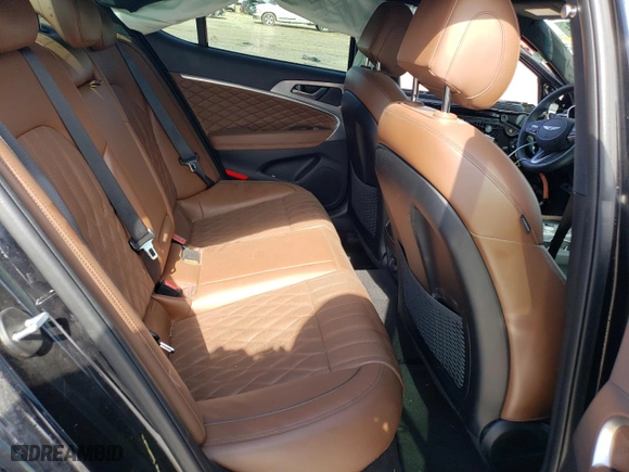 2020 Genesis G70 3.3T with VIN KMTG34LE7LU055421, listed as a Copart auction lot 38198863 with 43,694 mi miles. Bid and sale history available at carsss.com. Image 10.