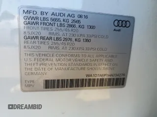 2017 Audi Q5 Premium Plus with VIN WA1D7AFP1HA034276, listed as a Copart auction lot 49676785 with 73,773 mi miles and Salvage title. Bid and sale history available at DreamBid. Image 13.