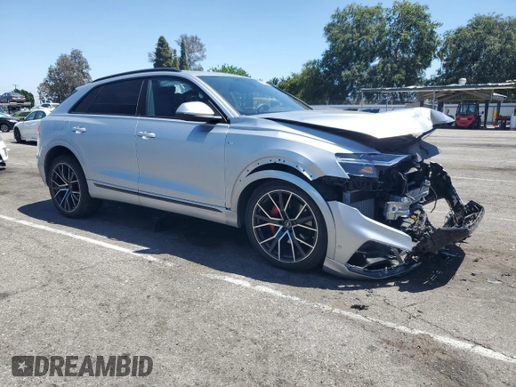 2022 Audi Q8 Premium Plus with VIN WA1EVBF18ND034572, listed as a Copart auction lot 57704485 with 28,246 mi miles and Salvage title. Bid and sale history available at DreamBid. Image 4.