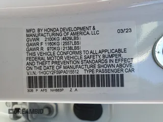 2023 Honda Accord Sport z VIN 1HGCY2F59PA015512, wystawiony jako Copart lot #46640485 z przebiegiem 92 823 mil mil oraz Szkody całkowita. Historia ofert i sprzedaży dostępna na DreamBid. Obrazek 12.