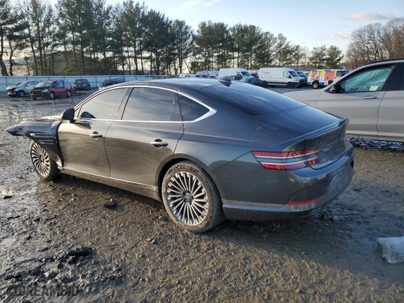 2023 Genesis Electrified G80 with VIN KMTGE4S11PU004219, listed as a Copart auction lot 44239825 with 27,198 mi miles and Salvage Title. Bid and sale history available at carsss.com. Image 2.