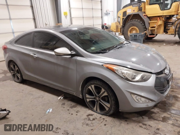 2013 Hyundai Elantra Coupe GS PZEV with VIN KMHDH6AE6DU000893, listed as a IAAI auction lot 41613994 with 94,388 mi miles. Bid and sale history available at carsss.com. Image 1.