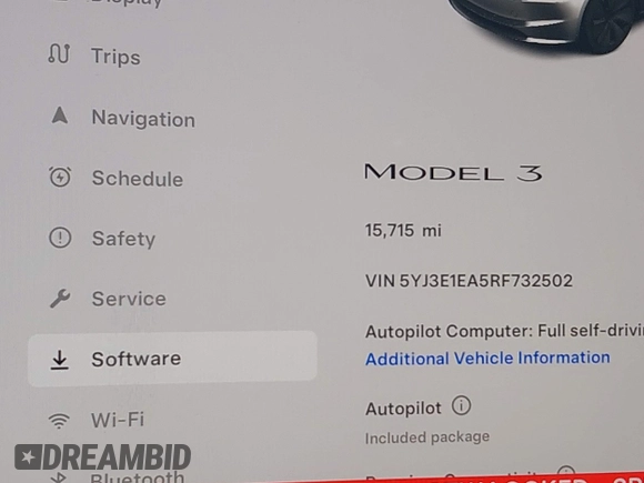 2024 Tesla Model 3 z VIN 5YJ3E1EA5RF732502, wystawiony jako IAAI lot #41871400 z przebiegiem 15 715 mil mil oraz . Historia ofert i sprzedaży dostępna na DreamBid. Obrazek 16.