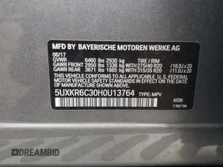2017 BMW X5 xDrive50i with VIN 5UXKR6C30H0U13764, listed as a Copart auction lot 54575335 with 27,539 mi miles and Salvage title. Bid and sale history available at DreamBid. Image 13.