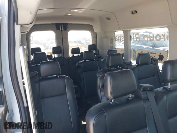 2024 Ford Transit Passenger XL with VIN 1FBAX2C89PKB52360, listed as a IAAI auction lot 41381594 with 43,067 mi miles and . Bid and sale history available at DreamBid. Image 19.