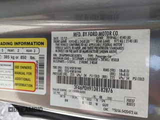 2013 Ford Fusion SE with VIN 3FA6P0H91DR182876, listed as a IAAI auction lot 42614390 with 153,884 mi miles and . Bid and sale history available at DreamBid. Image 9.