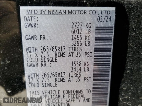 2024 Nissan Frontier SV with VIN 1N6ED1FK8RN660891, listed as a Copart auction lot 42144235 with 2,569 mi miles and Salvage title. Bid and sale history available at DreamBid. Image 14.