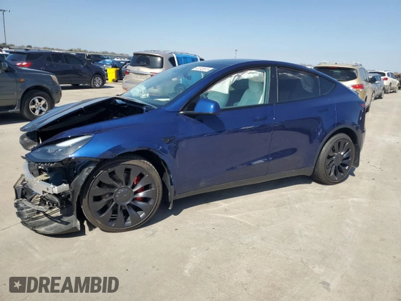 2023 Tesla Model Y Performance with VIN 7SAYGDEF5PF917808, listed as a Copart auction lot 48348615 with Not Provided miles and Salvage Title. Bid and sale history available at DreamBid. Image 1.