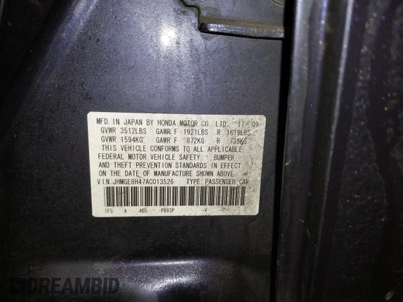 2010 Honda Fit Sport с VIN JHMGE8H47AC013526, выставлен на аукционе IAAI как лот 41617145 с пробегом 108 459 миль миль и . История ставок и продаж доступна на DreamBid. Изображение 9.