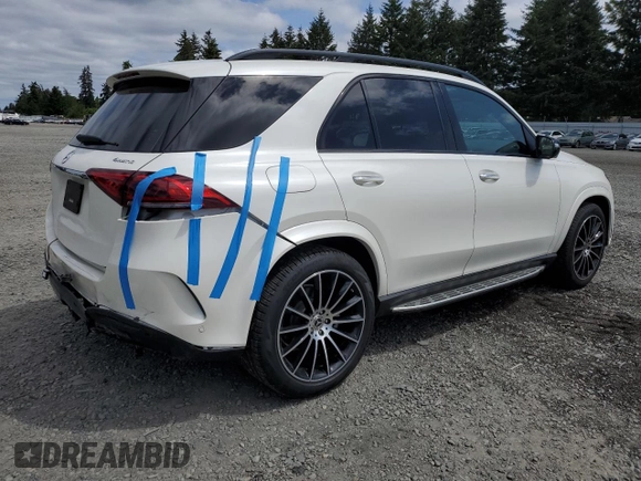 2021 Mercedes-Benz GLE 350 with VIN 4JGFB4KE5MA424077, listed as a Copart auction lot 58369235 with 21,237 mi miles and Salvage title. Bid and sale history available at DreamBid. Image 3.