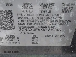 2019 Chevrolet Equinox LT z VIN 3GNAXUEVXKL219346, wystawiony jako IAAI lot #42320431 z przebiegiem 98 660 mil mil oraz . Historia ofert i sprzedaży dostępna na DreamBid. Obrazek 9.