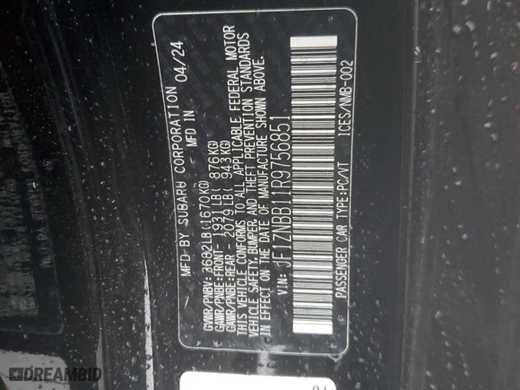 2024 Toyota GR86 with VIN JF1ZNBB11R9756851, listed as a Copart auction lot 85605944 with 3,935 mi miles and Salvage Title. Bid and sale history available at carsss.com. Image 14.