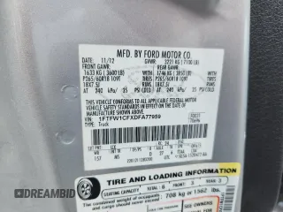 2013 Ford F-150 XL with VIN 1FTFW1CFXDFA77959, listed as a Copart auction lot 62317545 with 132,472 mi miles and Salvage title. Bid and sale history available at DreamBid. Image 12.