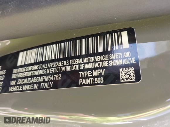 2021 Jeep Renegade Sport с VIN ZACNJDAB6MPM54762, выставлен на аукционе IAAI как лот 42221826 с пробегом 66 456 миль миль и . История ставок и продаж доступна на DreamBid. Изображение 9.