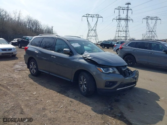 2019 Nissan Pathfinder S with VIN 5N1DR2MM6KC591691, listed as a IAAI auction lot 41803630 with 66,794 mi miles. Bid and sale history available at carsss.com. Image 1.