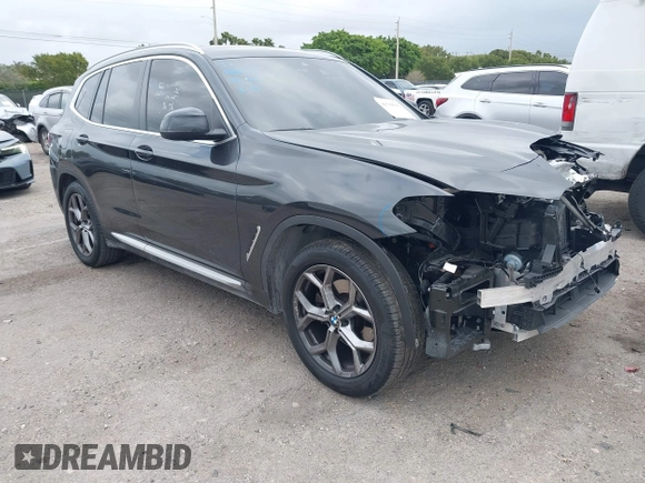 2023 BMW X3 sDrive30i with VIN 5UX43DP09P9R23362, listed as a IAAI auction lot 41709641 with 30,696 mi miles and . Bid and sale history available at DreamBid. Image 1.