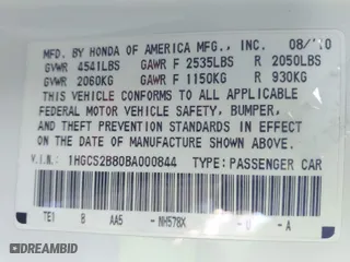 2011 Honda Accord Cpe EX-L with VIN 1HGCS2B80BA000844, listed as a IAAI auction lot 41417400 with 191,417 mi miles. Bid and sale history available at carsss.com. Image 9.