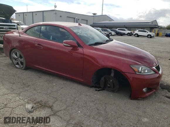 2011 Lexus IS 350 C with VIN JTHFE2C29B2505657, listed as a Copart auction lot 82637394 with 62,145 mi miles and Salvage title. Bid and sale history available at DreamBid. Image 4.